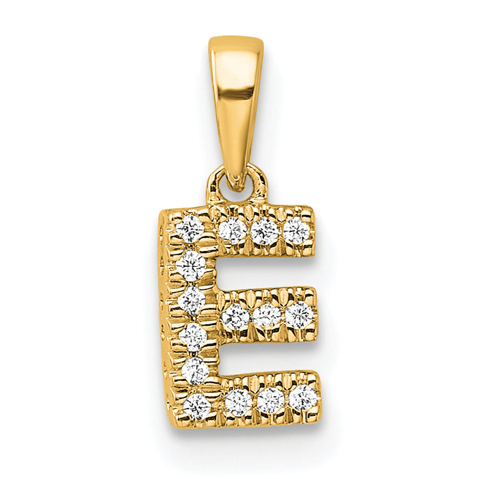 14K  Diamond Letter E Initial with Bail Pendant-PM9797E-006-YA