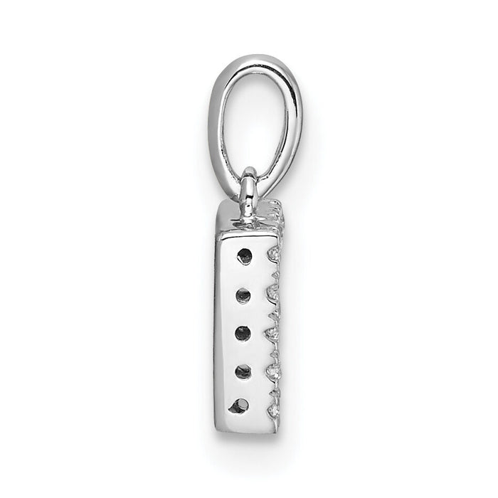 14K  White Gold Diamond Letter F Initial with Bail Pendant-PM9797F-005-WA