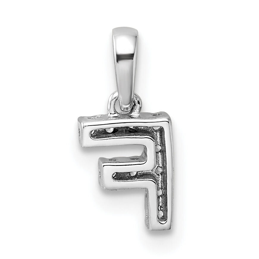 14K  White Gold Diamond Letter F Initial with Bail Pendant-PM9797F-005-WA