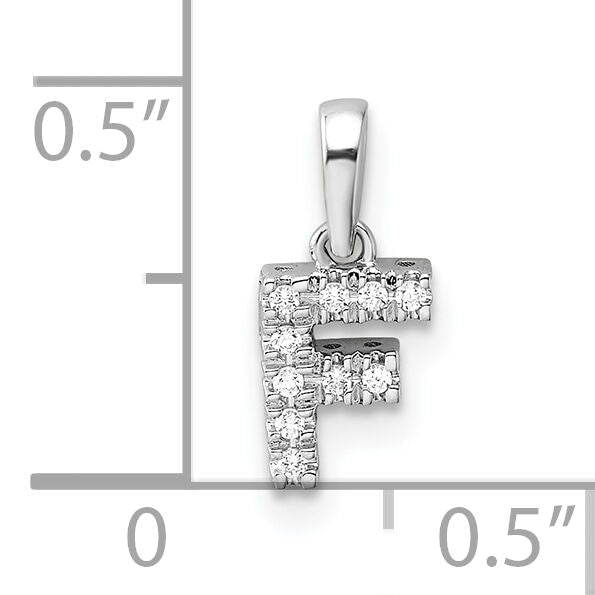 14K  White Gold Diamond Letter F Initial with Bail Pendant-PM9797F-005-WA