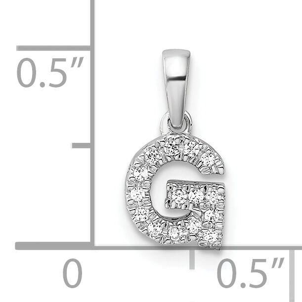 14K  White Gold Diamond Letter G Initial with Bail Pendant-PM9797G-008-WA