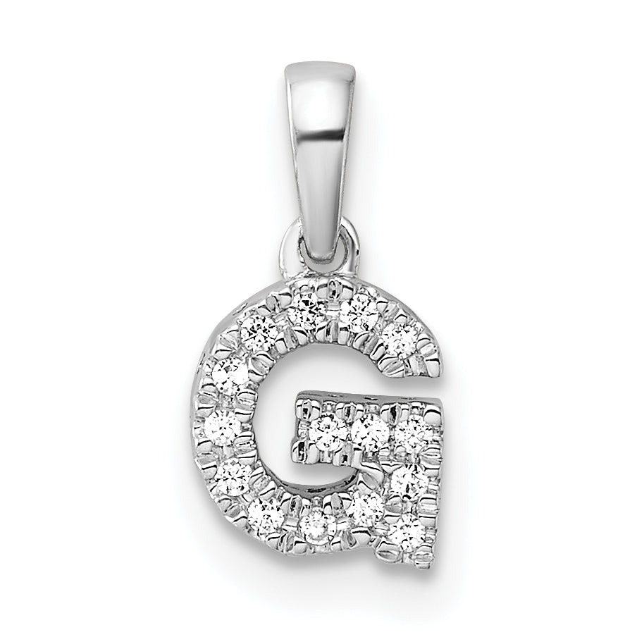 14K  White Gold Diamond Letter G Initial with Bail Pendant-PM9797G-008-WA