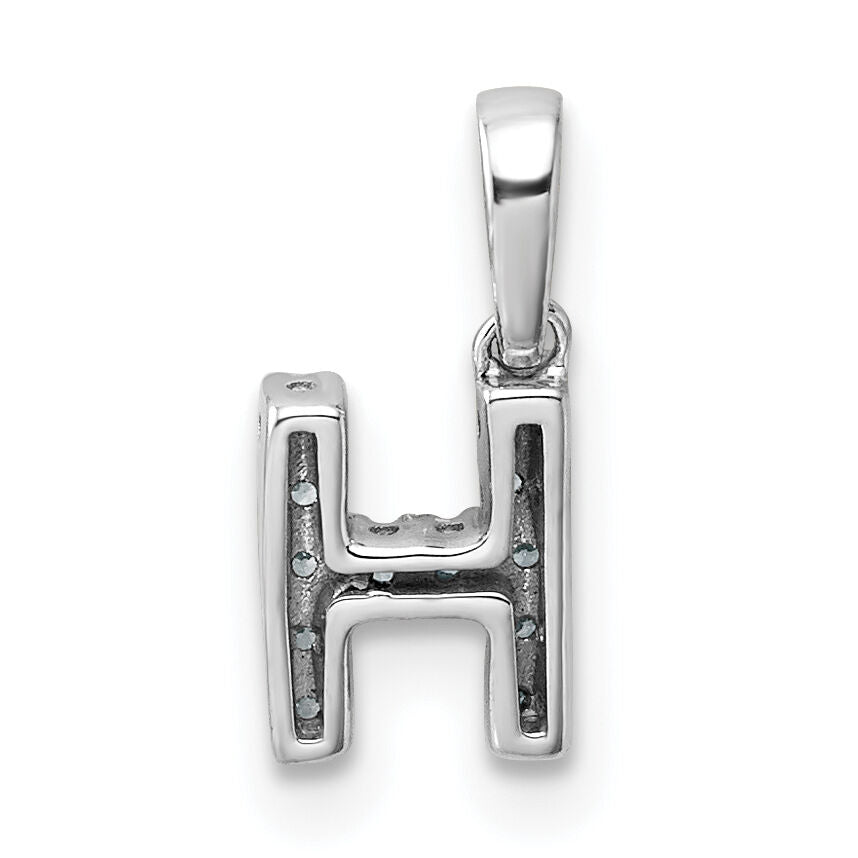 14K  White Gold Diamond Letter H Initial with Bail Pendant-PM9797H-006-WA