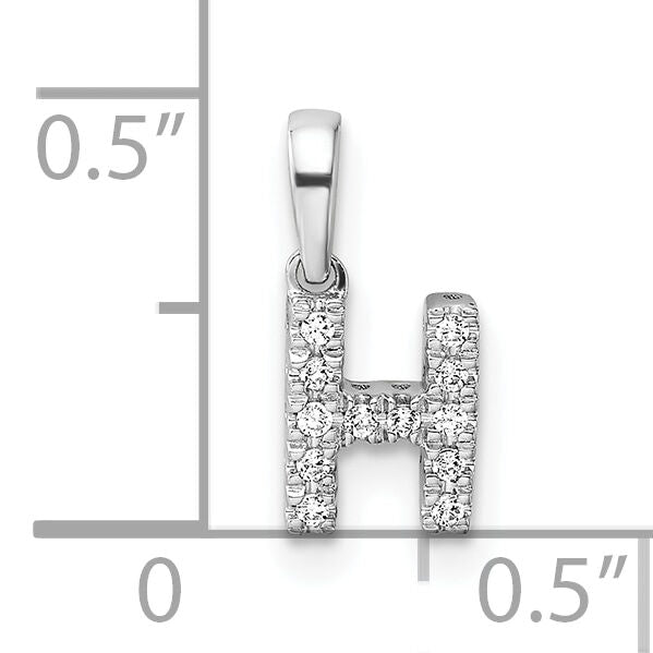 14K  White Gold Diamond Letter H Initial with Bail Pendant-PM9797H-006-WA