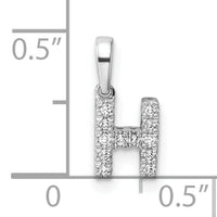 14K  White Gold Diamond Letter H Initial with Bail Pendant-PM9797H-006-WA