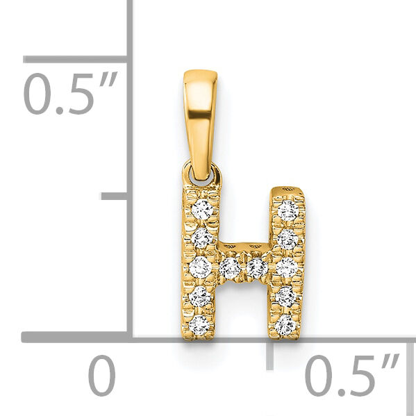 14K  Diamond Letter H Initial with Bail Pendant-PM9797H-006-YA