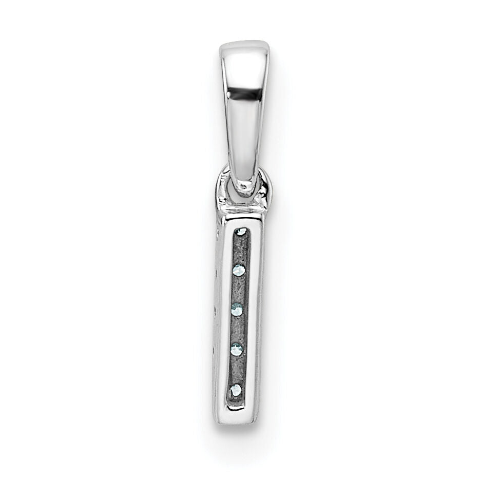 14K  White Gold Diamond Letter I Initial with Bail Pendant-PM9797I-003-WA