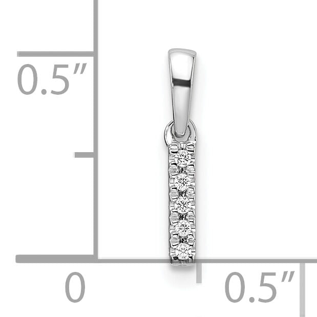 14K  White Gold Diamond Letter I Initial with Bail Pendant-PM9797I-003-WA