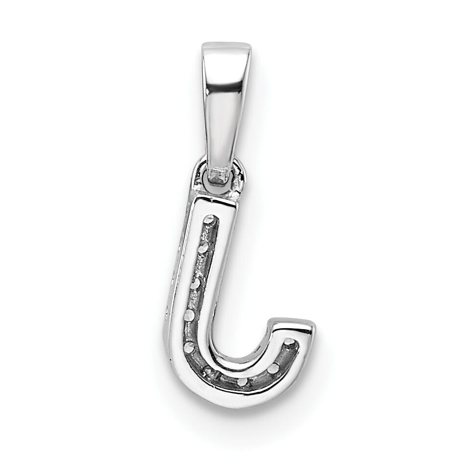 14K  White Gold Diamond Letter J Initial with Bail Pendant-PM9797J-004-WA