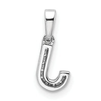 14K  White Gold Diamond Letter J Initial with Bail Pendant-PM9797J-004-WA