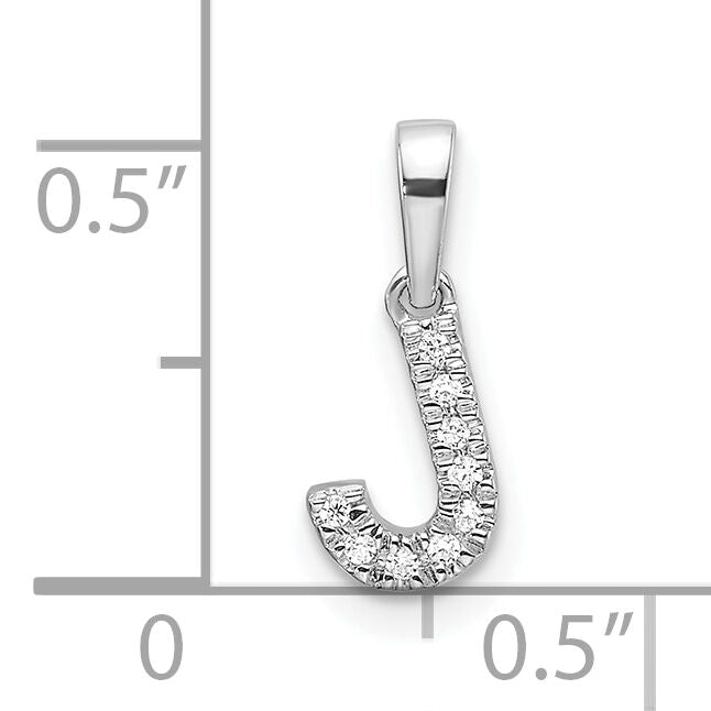 14K  White Gold Diamond Letter J Initial with Bail Pendant-PM9797J-004-WA