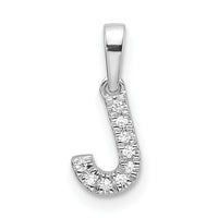 14K  White Gold Diamond Letter J Initial with Bail Pendant-PM9797J-004-WA