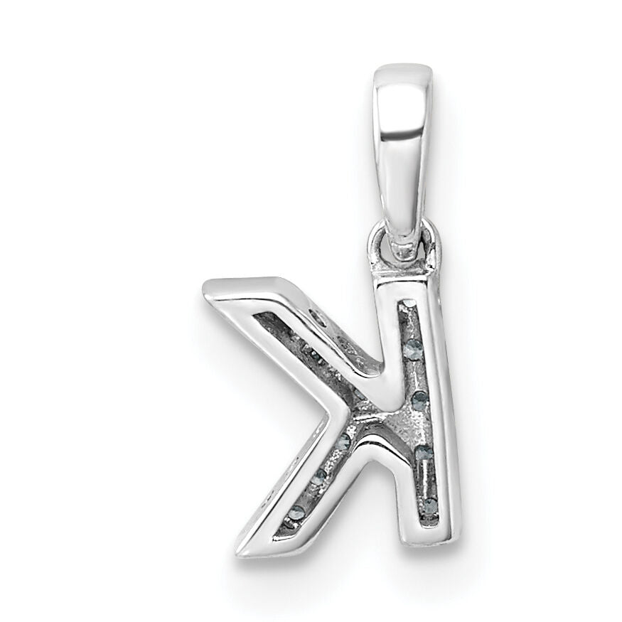 14K  White Gold Diamond Letter K  Initial with Bail Pendant-PM9797K-005-WA