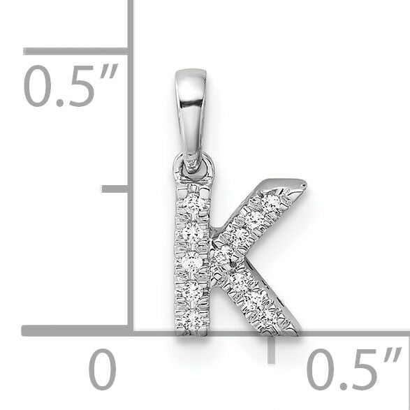 14K  White Gold Diamond Letter K  Initial with Bail Pendant-PM9797K-005-WA