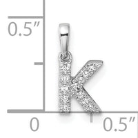 14K  White Gold Diamond Letter K  Initial with Bail Pendant-PM9797K-005-WA