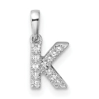 14K  White Gold Diamond Letter K  Initial with Bail Pendant-PM9797K-005-WA