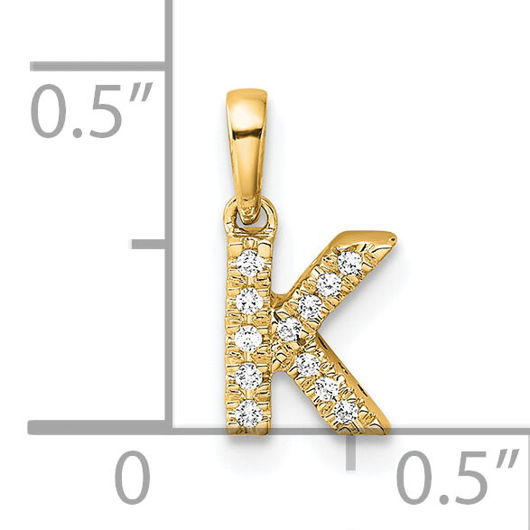14K  Diamond Letter K  Initial with Bail Pendant-PM9797K-005-YA
