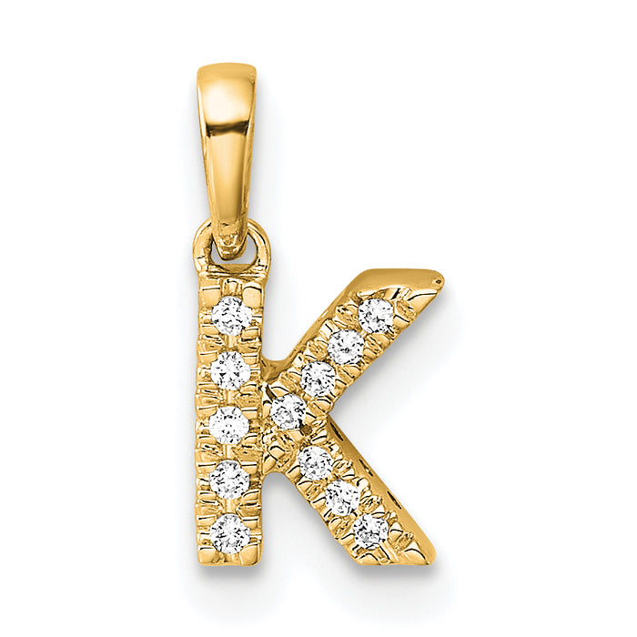 14K  Diamond Letter K  Initial with Bail Pendant-PM9797K-005-YA
