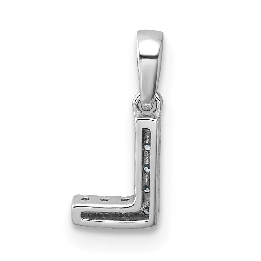 14K  White Gold Diamond Letter L Initial with Bail Pendant-PM9797L-004-WA