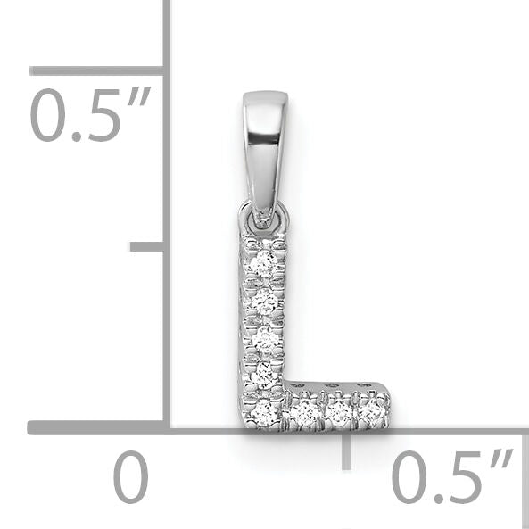 14K  White Gold Diamond Letter L Initial with Bail Pendant-PM9797L-004-WA