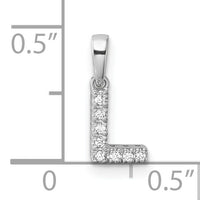 14K  White Gold Diamond Letter L Initial with Bail Pendant-PM9797L-004-WA