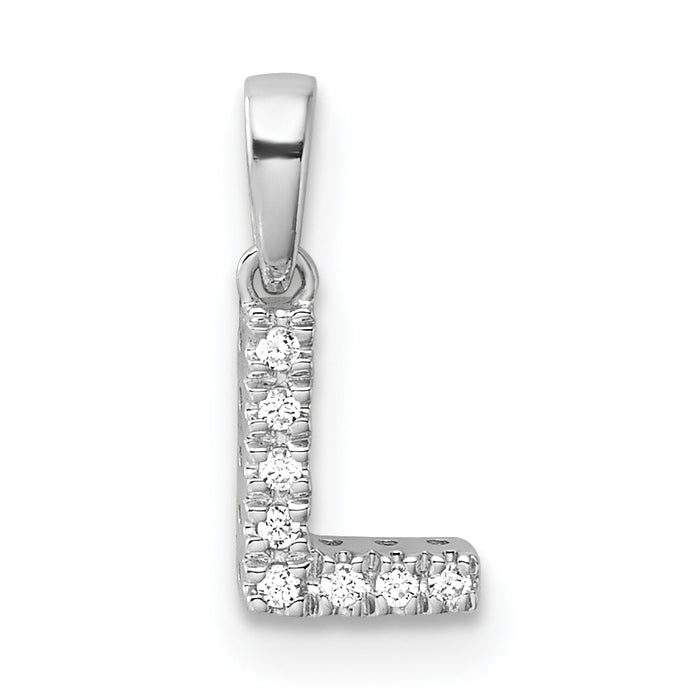 14K  White Gold Diamond Letter L Initial with Bail Pendant-PM9797L-004-WA