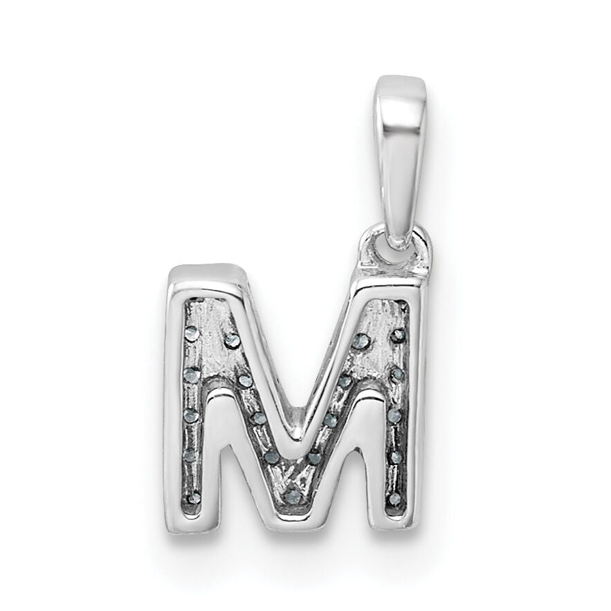 14K  White Gold Diamond Letter M Initial with Bail Pendant-PM9797M-009-WA