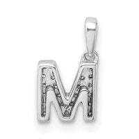 14K  White Gold Diamond Letter M Initial with Bail Pendant-PM9797M-009-WA