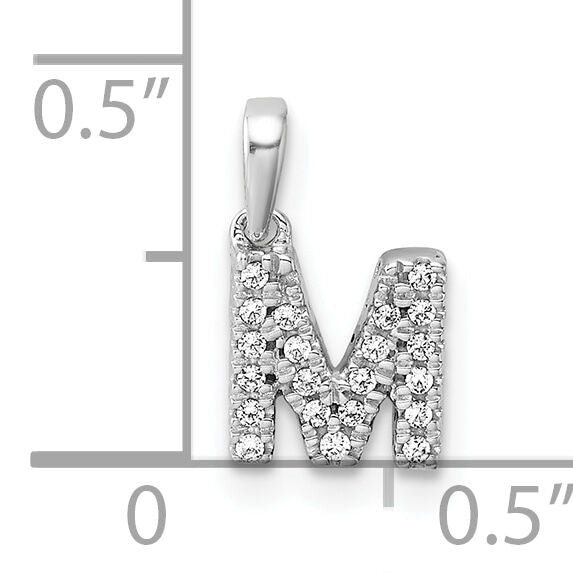 14K  White Gold Diamond Letter M Initial with Bail Pendant-PM9797M-009-WA
