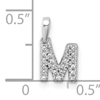 14K  White Gold Diamond Letter M Initial with Bail Pendant-PM9797M-009-WA