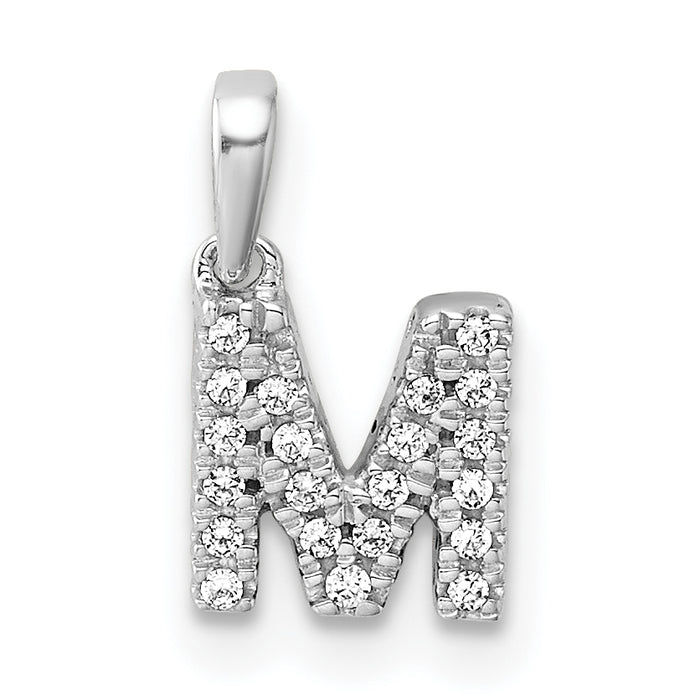 14K  White Gold Diamond Letter M Initial with Bail Pendant-PM9797M-009-WA