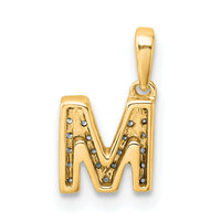 14K  Diamond Letter M Initial with Bail Pendant-PM9797M-009-YA
