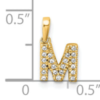 14K  Diamond Letter M Initial with Bail Pendant-PM9797M-009-YA
