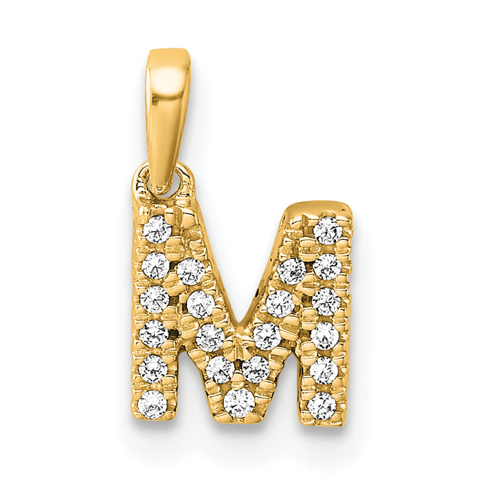 14K  Diamond Letter M Initial with Bail Pendant-PM9797M-009-YA