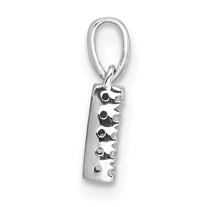 14K  White Gold Diamond Letter N Initial with Bail Pendant-PM9797N-007-WA