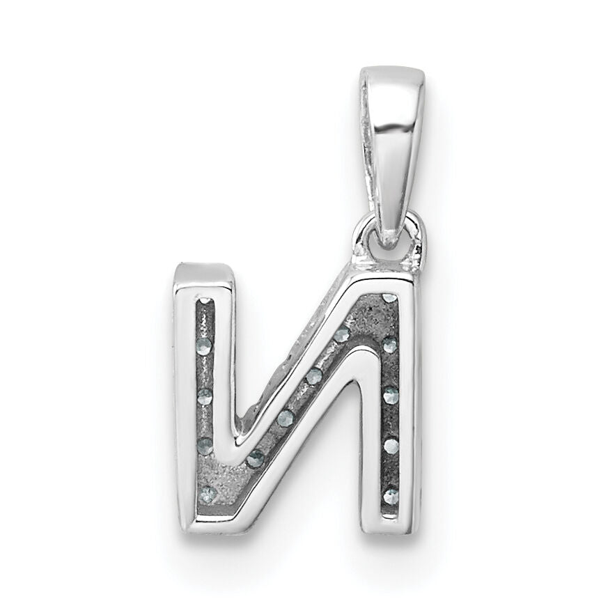 14K  White Gold Diamond Letter N Initial with Bail Pendant-PM9797N-007-WA
