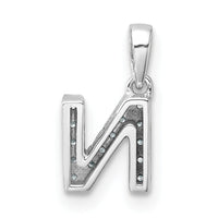 14K  White Gold Diamond Letter N Initial with Bail Pendant-PM9797N-007-WA