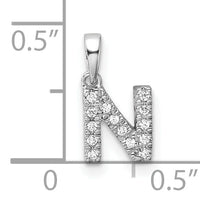 14K  White Gold Diamond Letter N Initial with Bail Pendant-PM9797N-007-WA