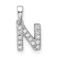 14K  White Gold Diamond Letter N Initial with Bail Pendant-PM9797N-007-WA