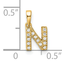 14K  Diamond Letter N Initial with Bail Pendant-PM9797N-007-YA