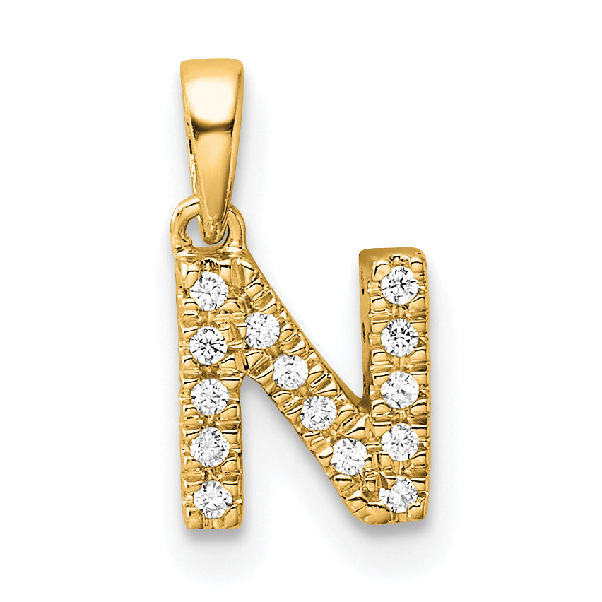14K  Diamond Letter N Initial with Bail Pendant-PM9797N-007-YA