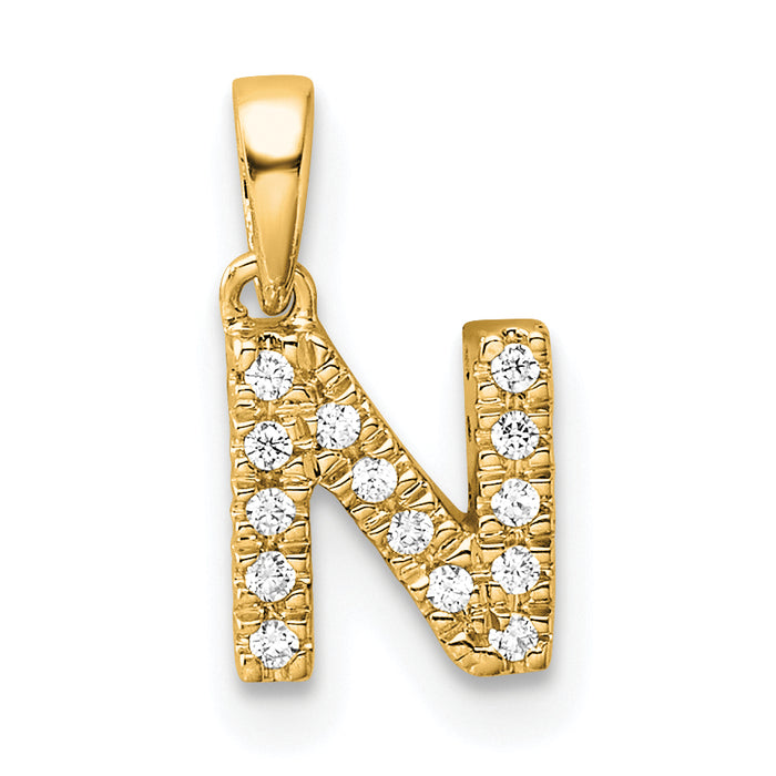 14K  Diamond Letter N Initial with Bail Pendant-PM9797N-007-YA
