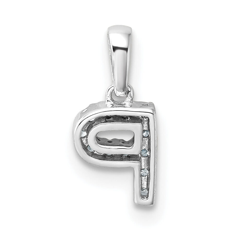 14K  White Gold Diamond Letter P Initial with Bail Pendant-PM9797P-006-WA