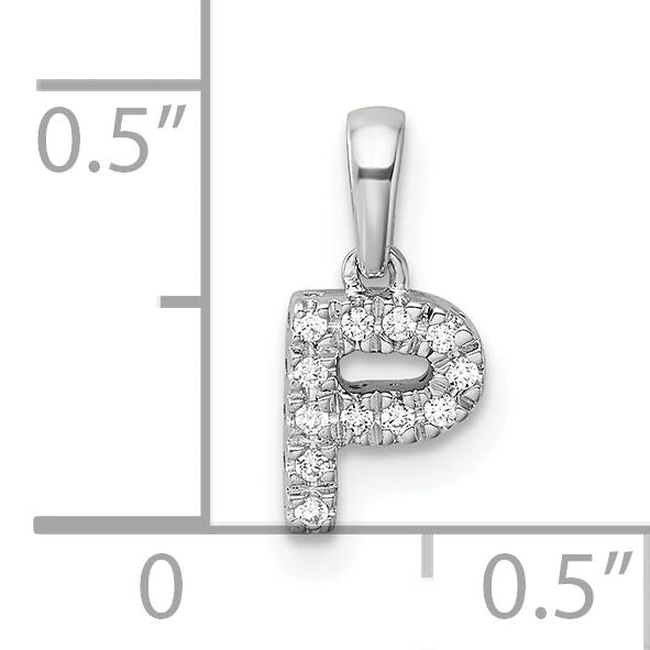 14K  White Gold Diamond Letter P Initial with Bail Pendant-PM9797P-006-WA