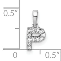 14K  White Gold Diamond Letter P Initial with Bail Pendant-PM9797P-006-WA