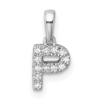 14K  White Gold Diamond Letter P Initial with Bail Pendant-PM9797P-006-WA