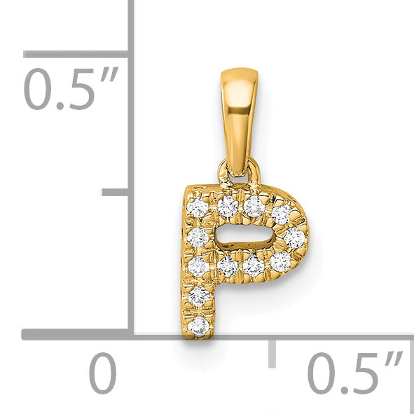 14K  Diamond Letter P Initial with Bail Pendant-PM9797P-006-YA