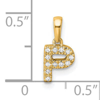 14K  Diamond Letter P Initial with Bail Pendant-PM9797P-006-YA