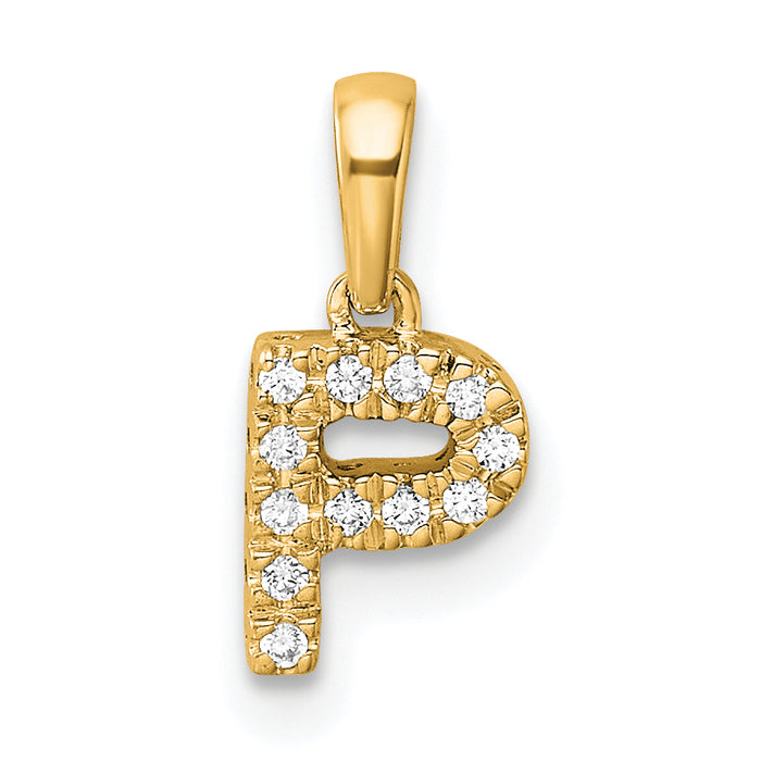 14K  Diamond Letter P Initial with Bail Pendant-PM9797P-006-YA