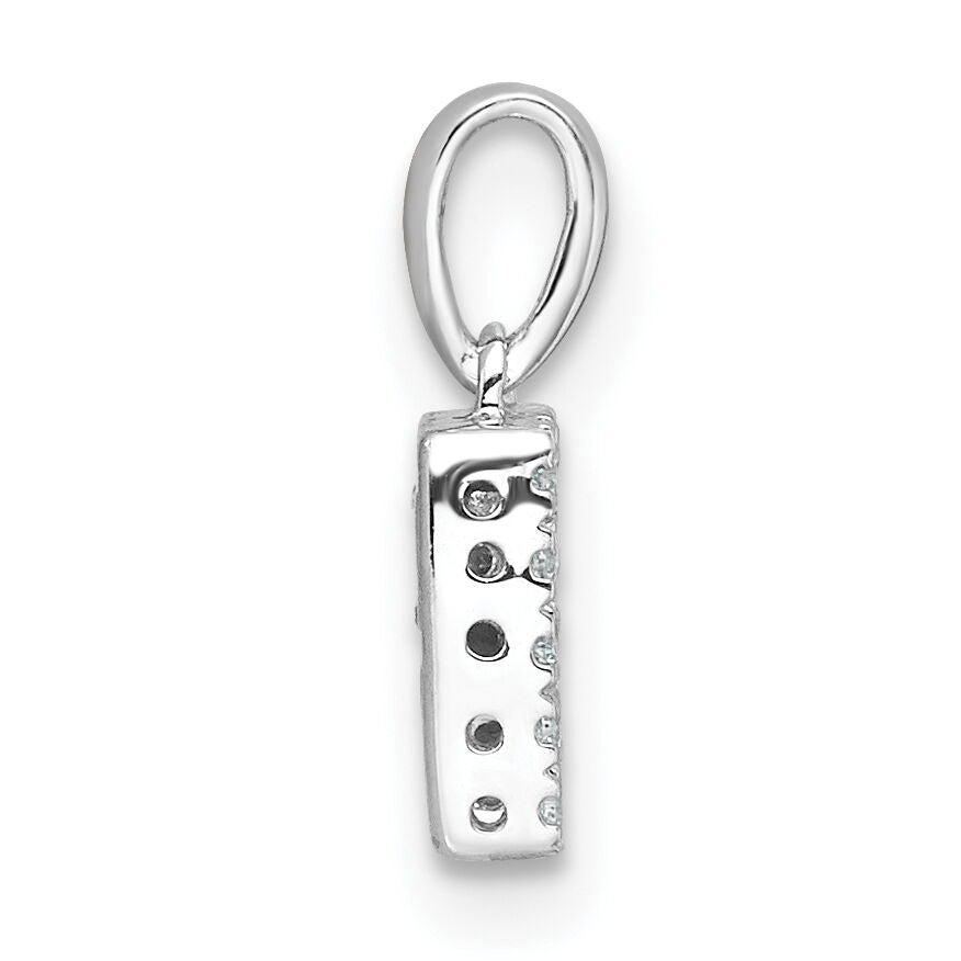 14K  White Gold Diamond Letter R Initial with Bail Pendant-PM9797R-008-WA
